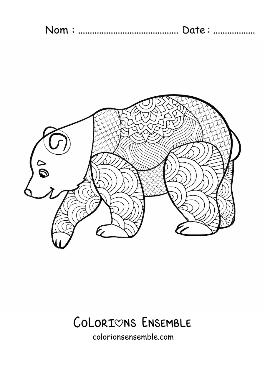 Mandala d’ours à colorier