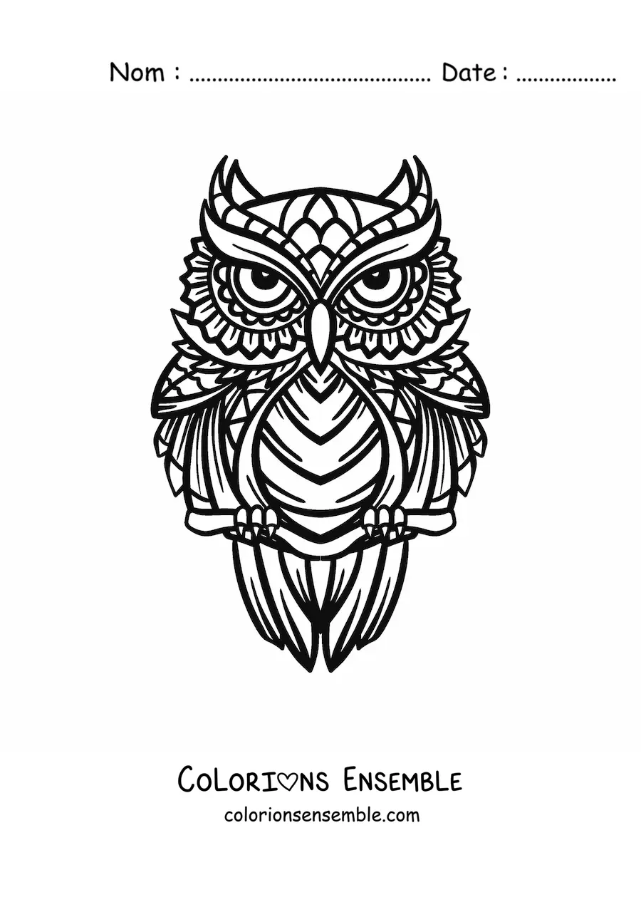 Mandala de hibou géométrique à colorier
