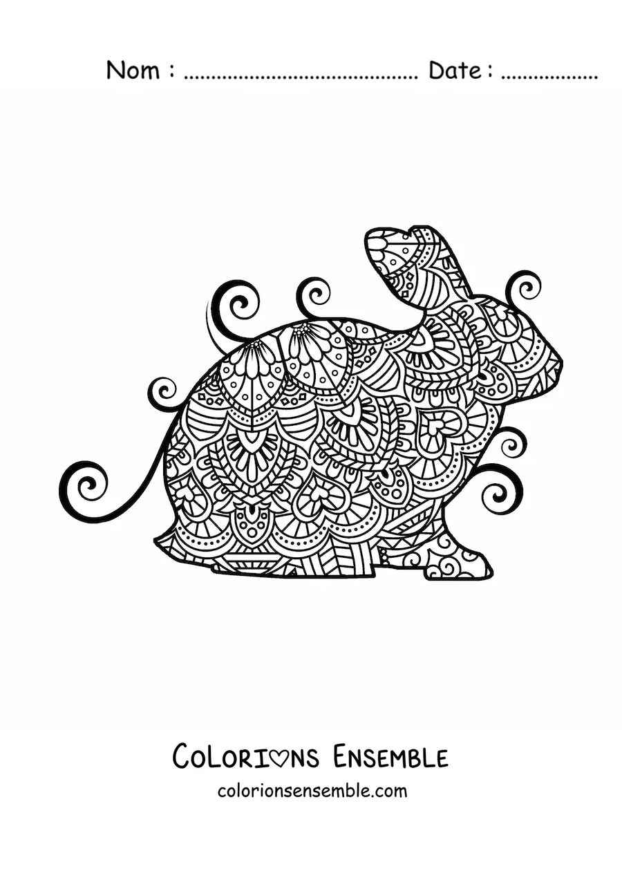 Mandala de lapin à colorier