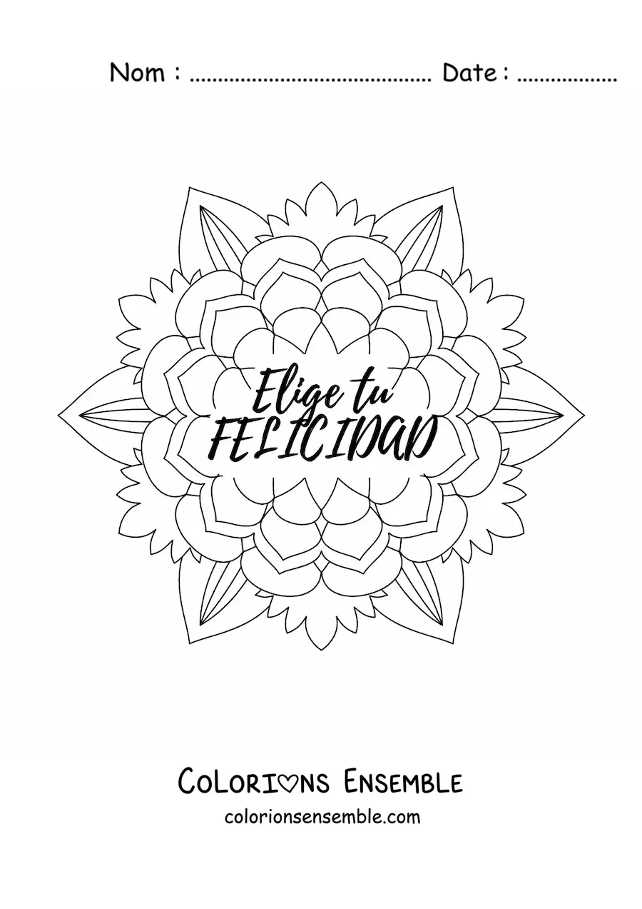 Mandala à colorier avec la phrase « Choisis ton bonheur »