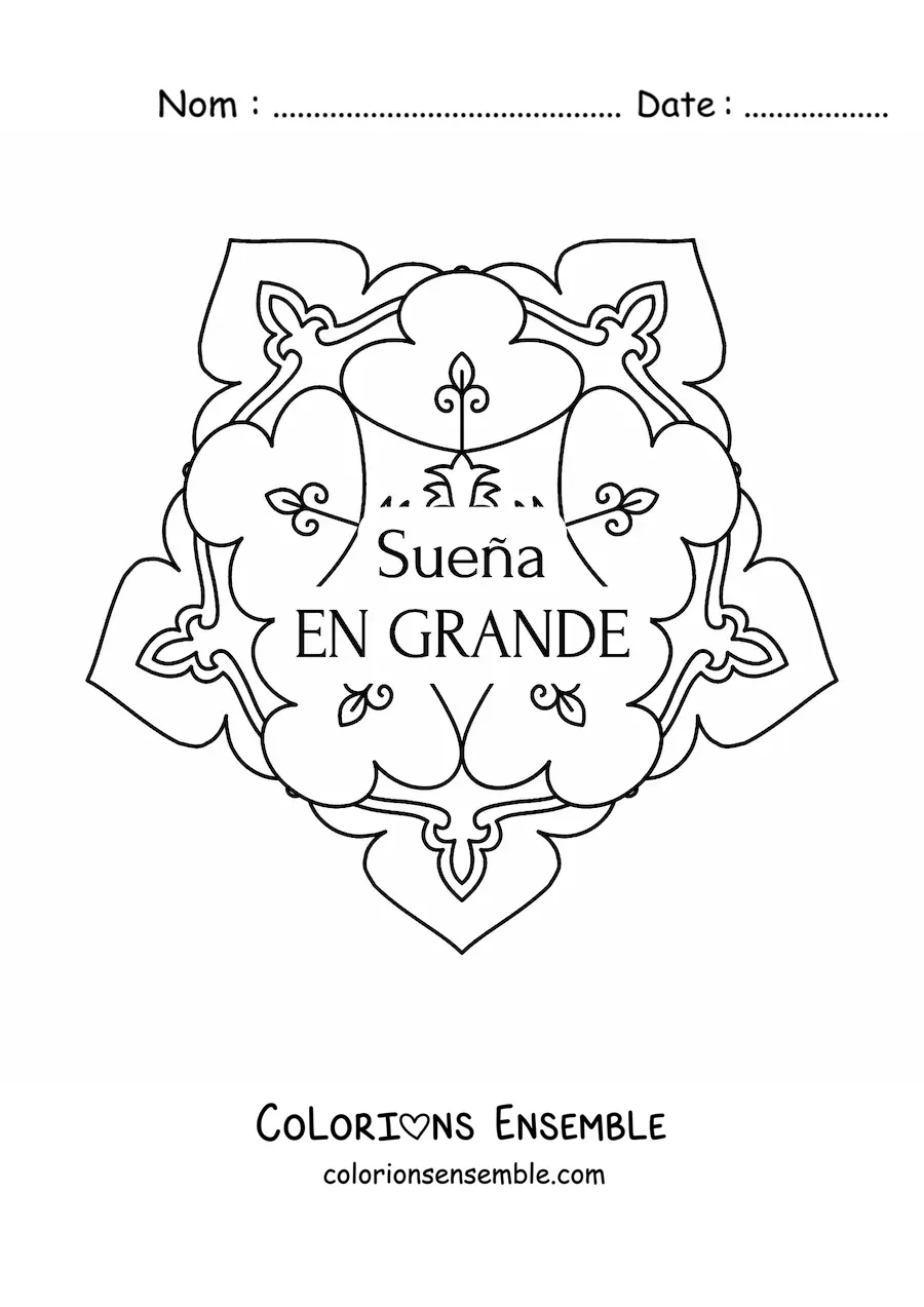 Mandala à colorier avec la phrase « Rêve en grand »