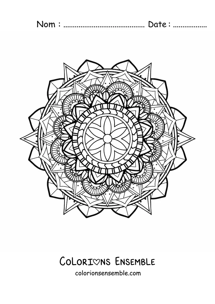 Mandala géométrique difficile à colorier