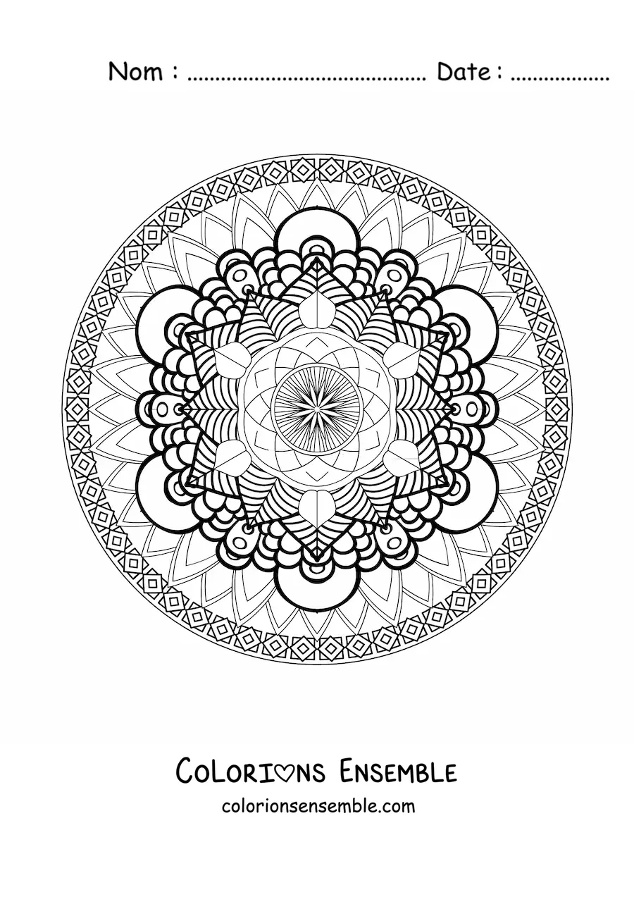 Mandala géométrique difficile à colorier