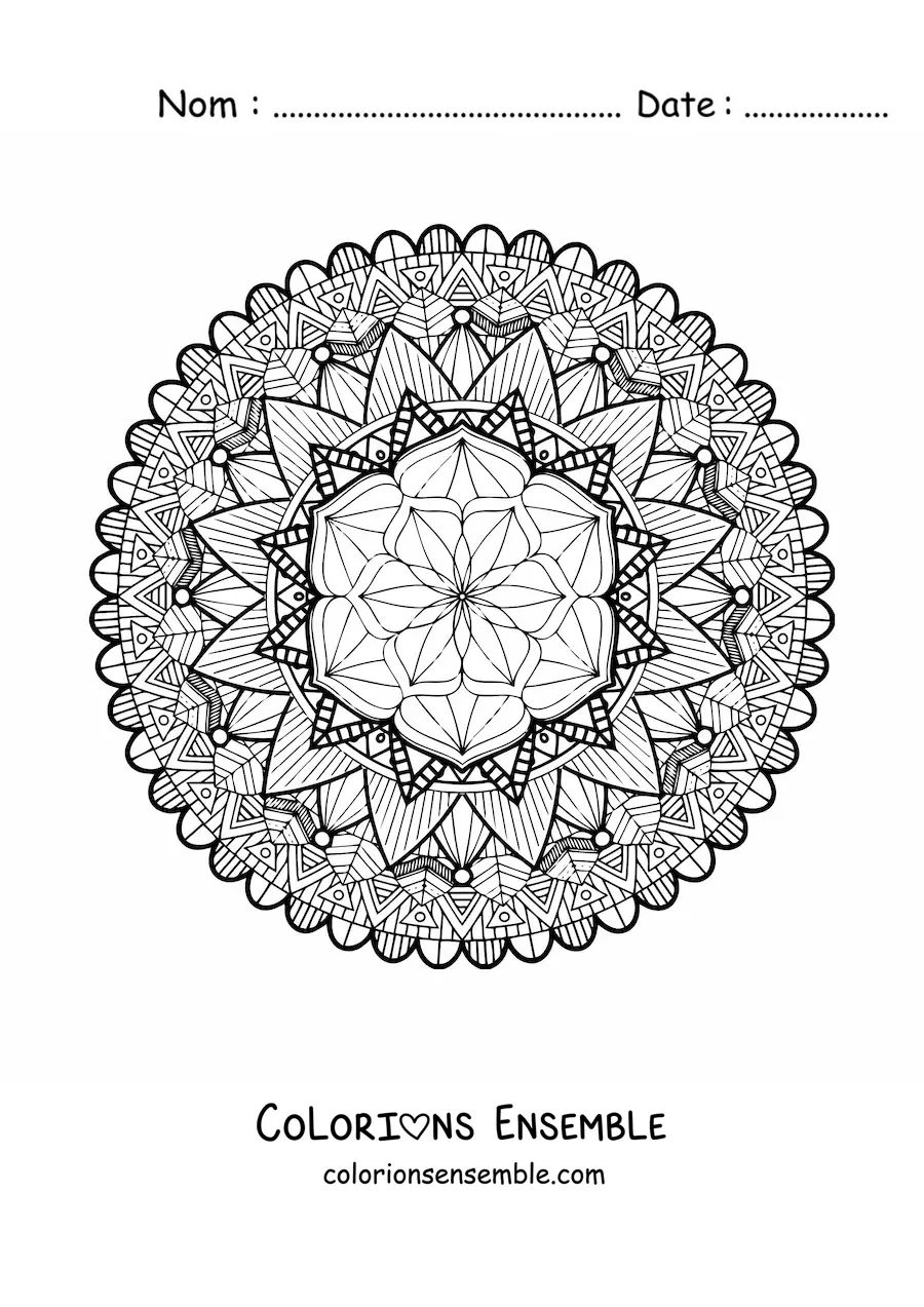 Mandala géométrique difficile à colorier