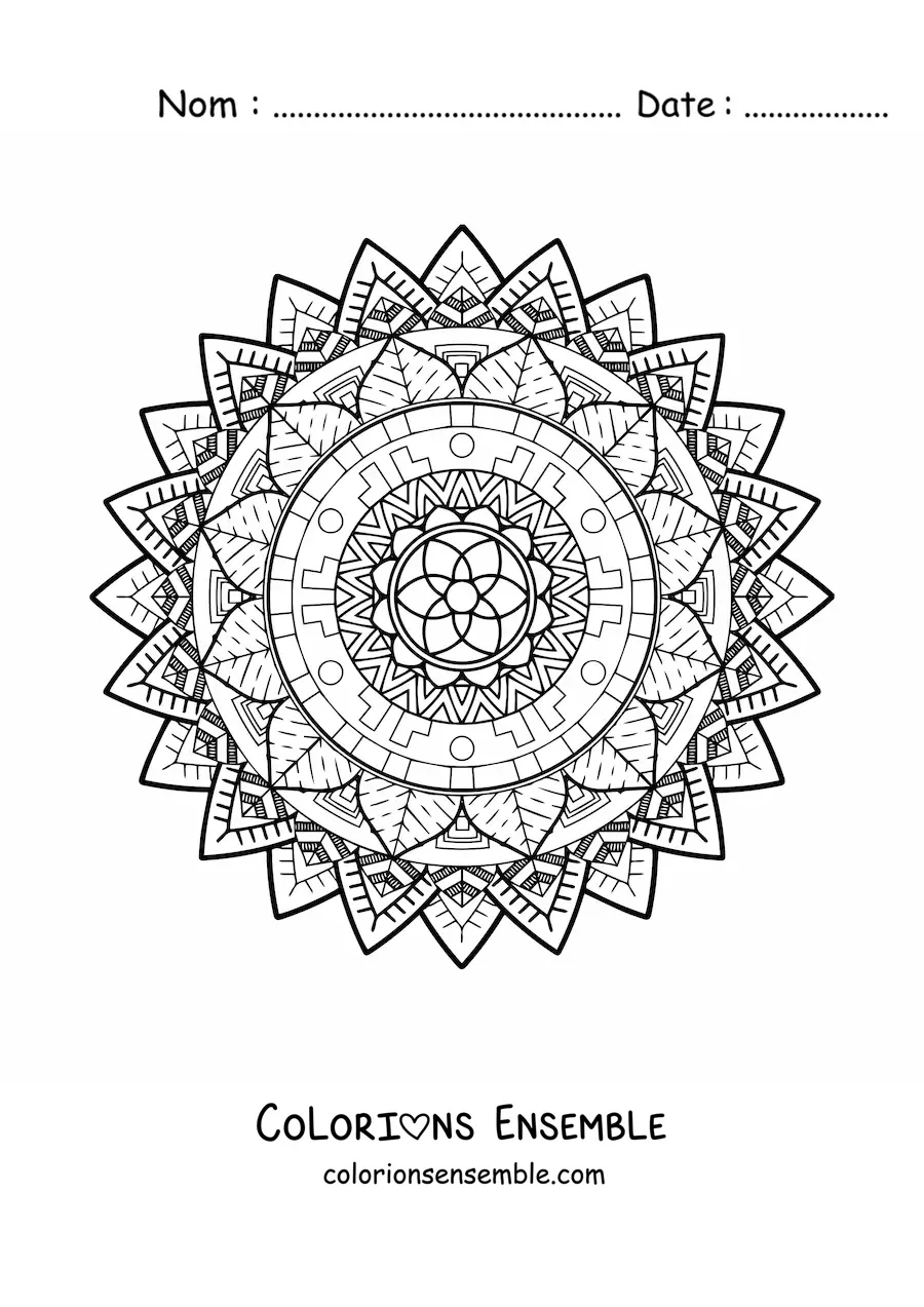 Mandala géométrique difficile à colorier