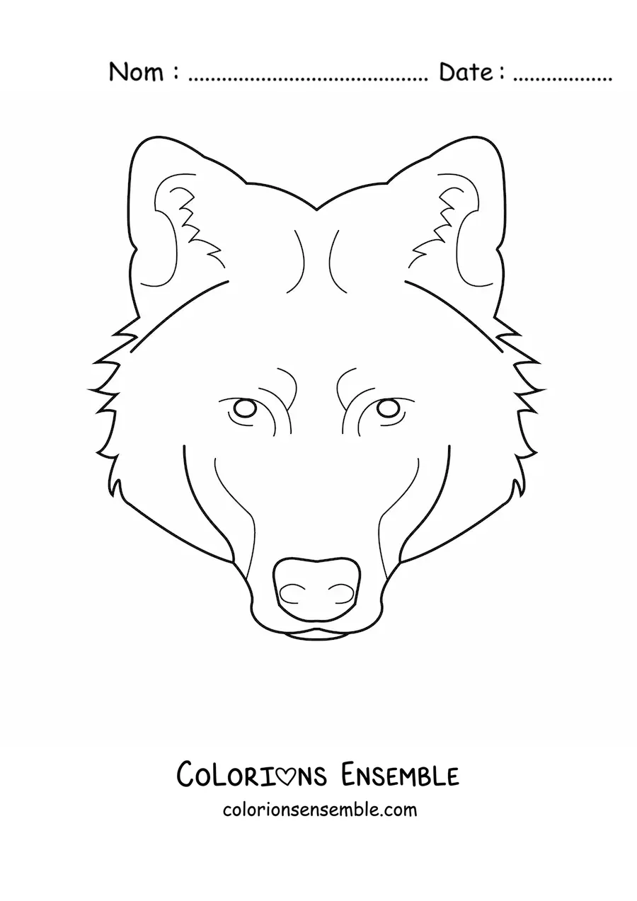 Image à colorier d’une tête de loup sauvage