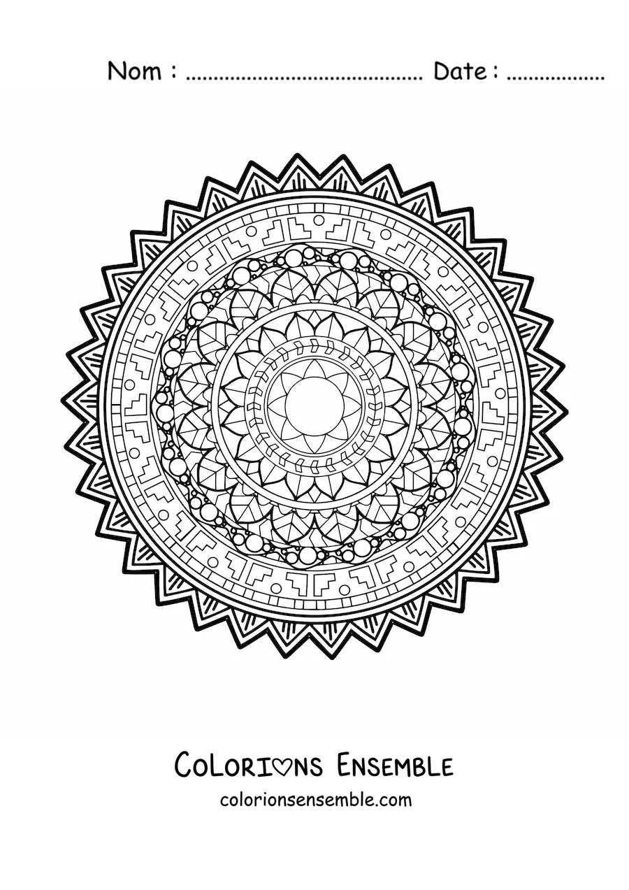 Mandala géométrique difficile à colorier