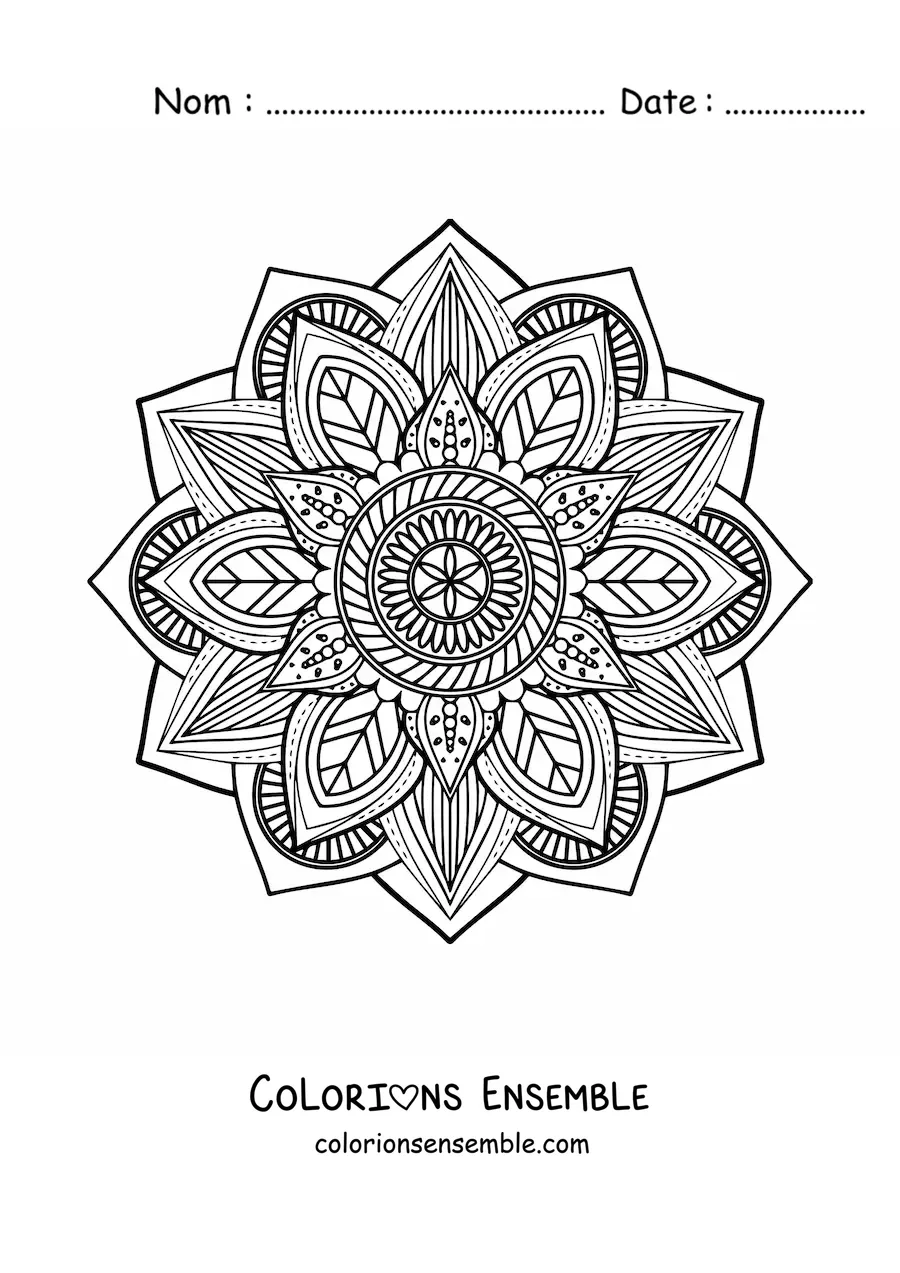 Mandala de la nature difficile à colorier