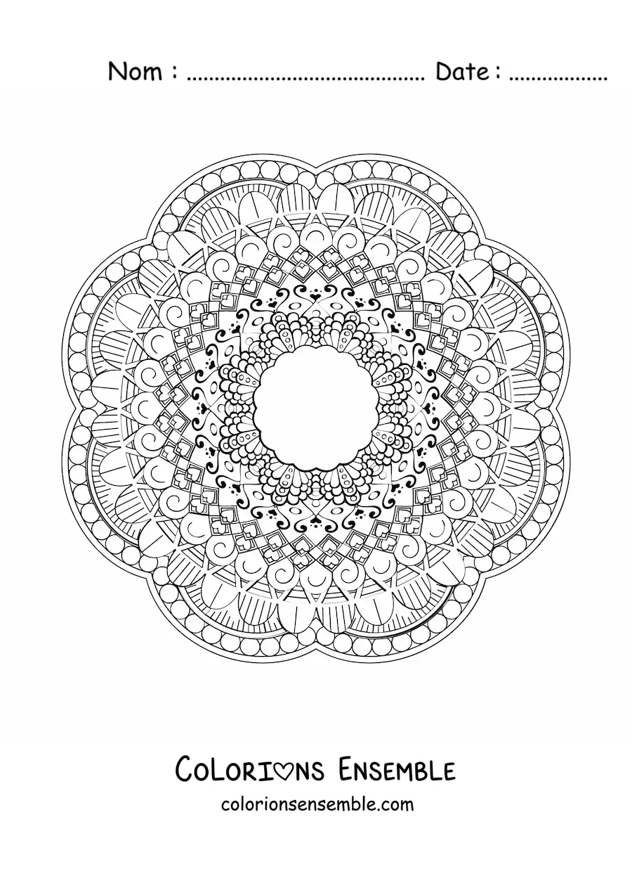 Joli mandala difficile à colorier