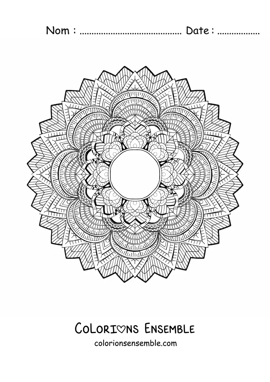 Mandala floral difficile à colorier
