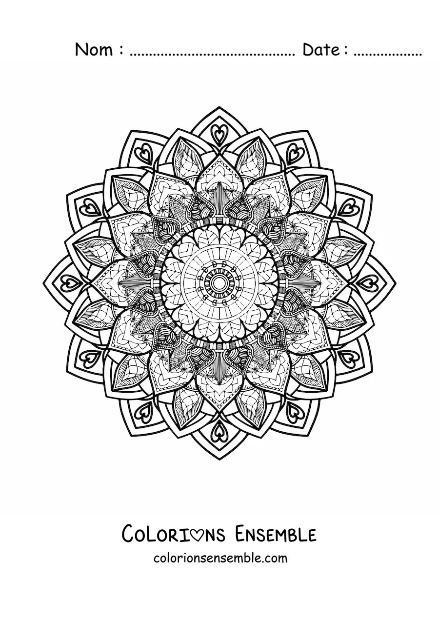 Mandala floral difficile à colorier