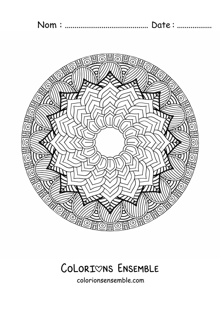 Mandala floral difficile à colorier