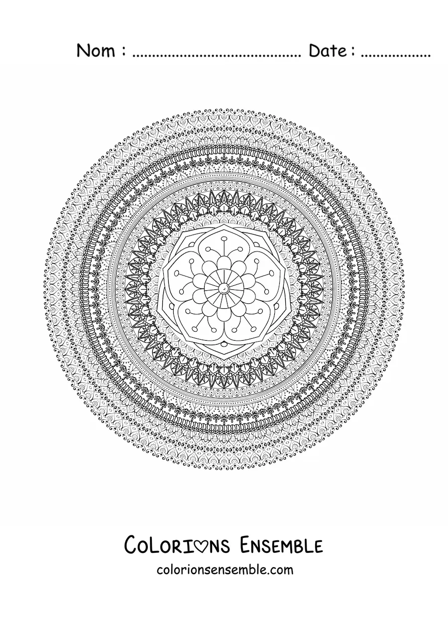 Mandala circulaire difficile à colorier