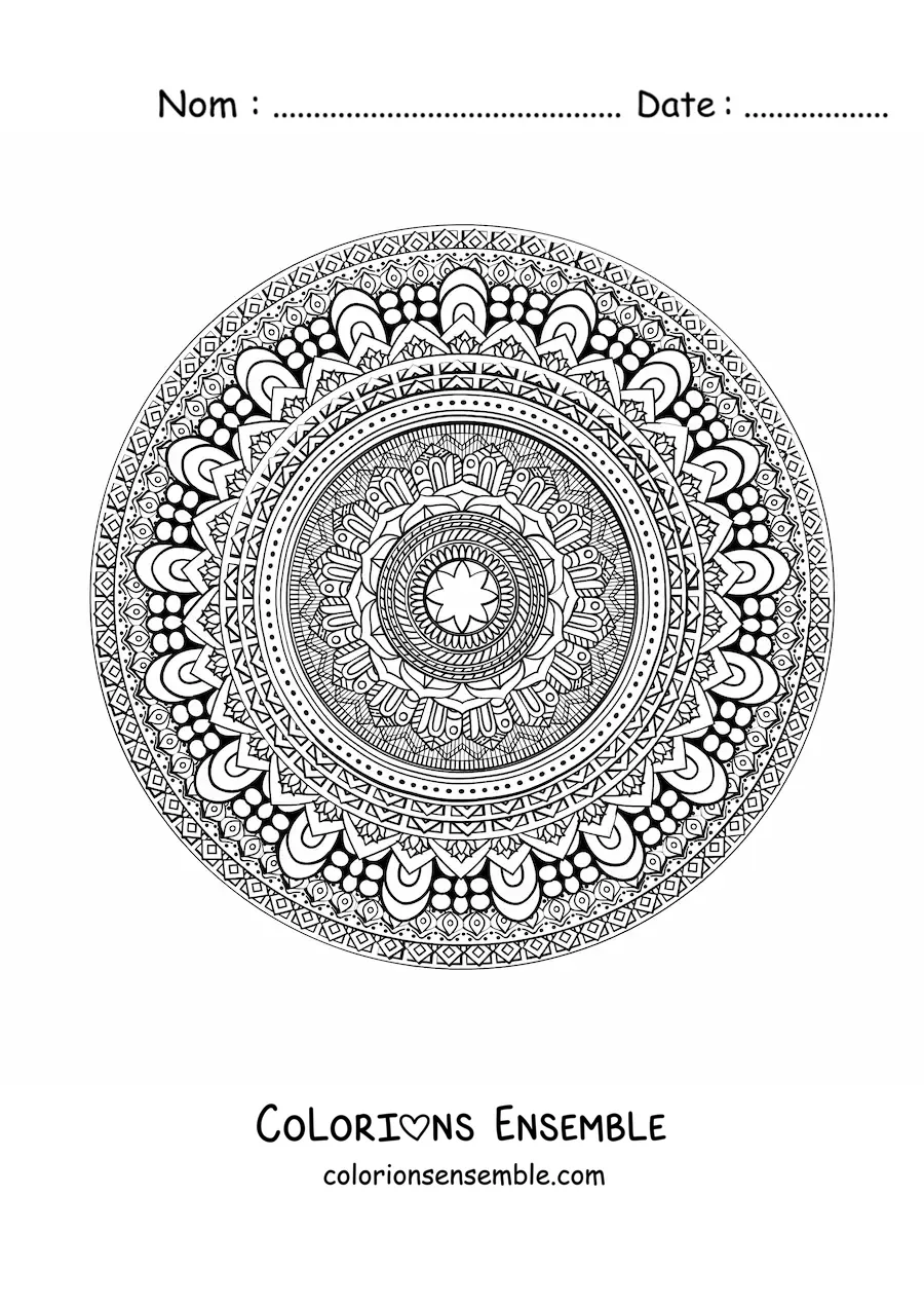 Mandala circulaire difficile à colorier