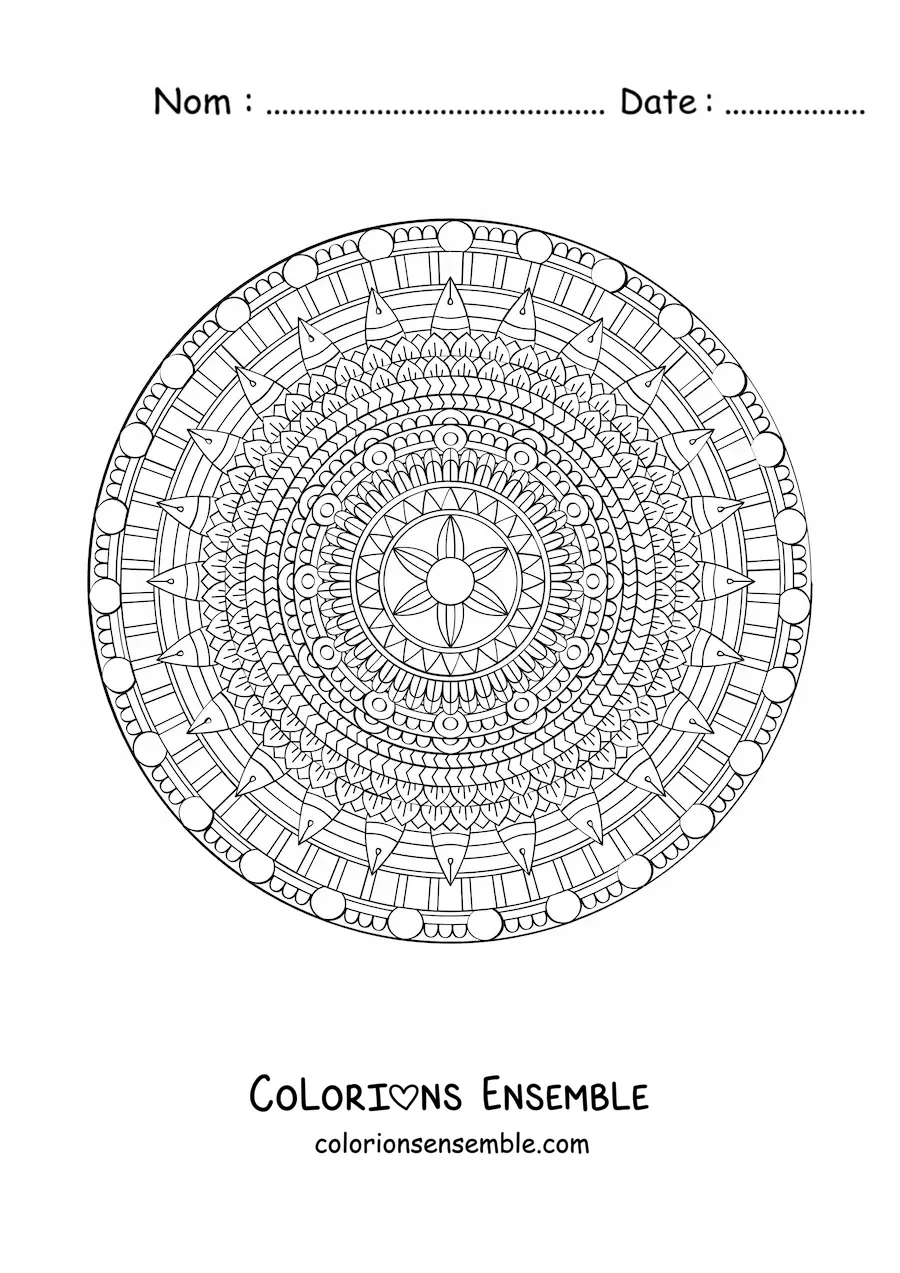 Mandala circulaire difficile à colorier