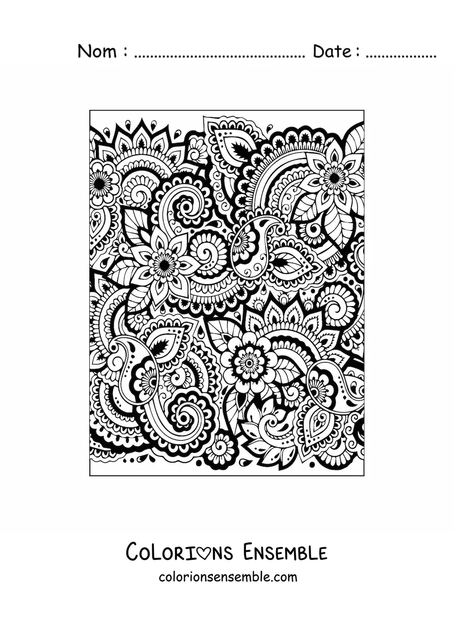 Image à colorier de fleurs dans le style Zentangle