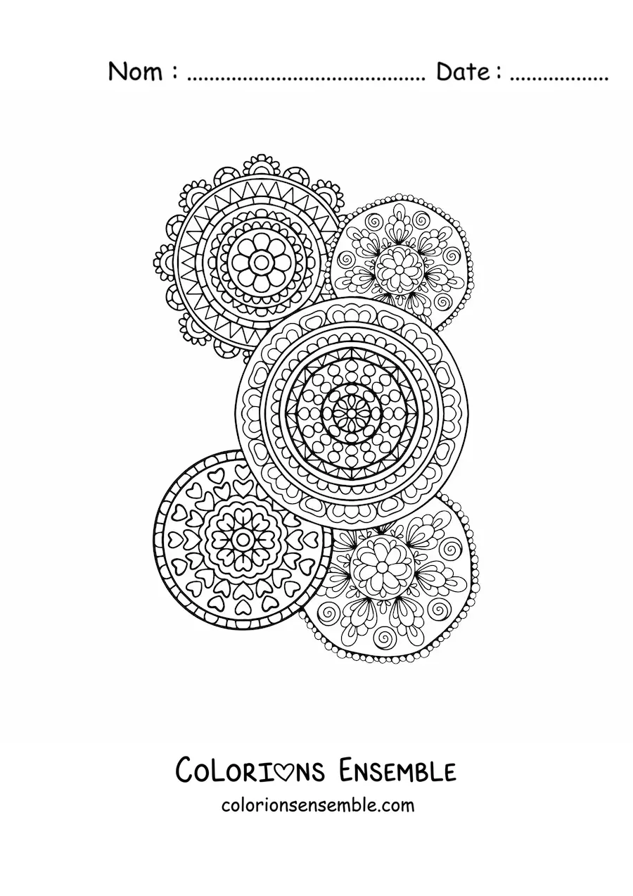 Image à colorier de mandalas dans le style Zentangle