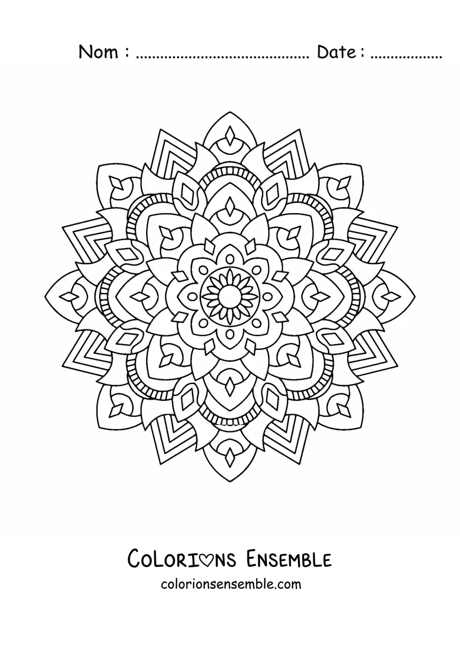 Image à colorier d'un mandala dans le style Zentangle