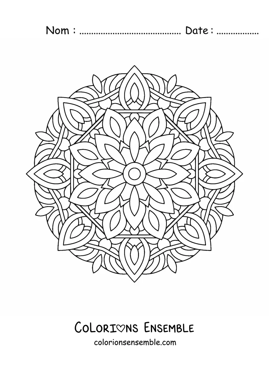 Image à colorier d'un mandala dans le style Zentangle