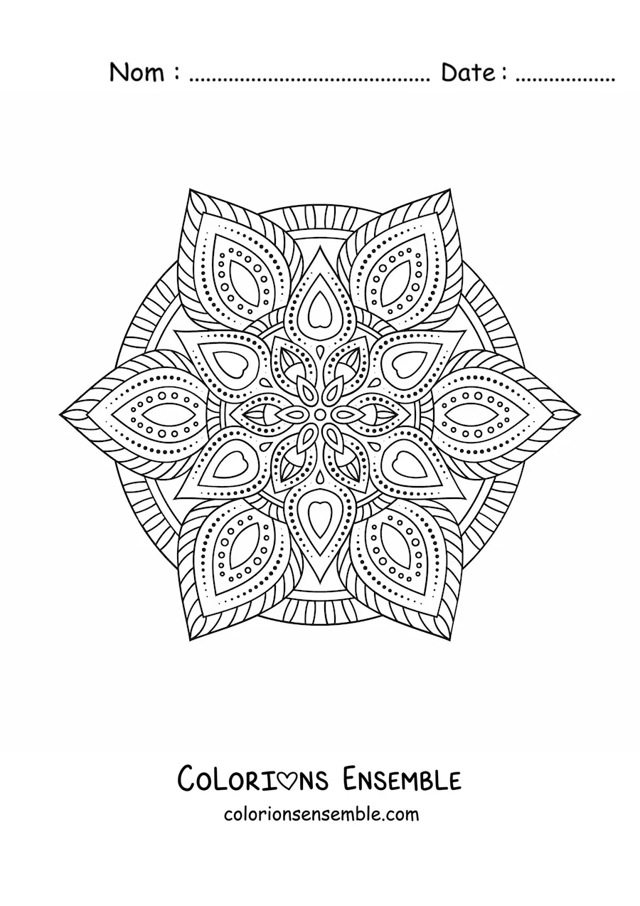 Image à colorier d'un mandala dans le style Zentangle