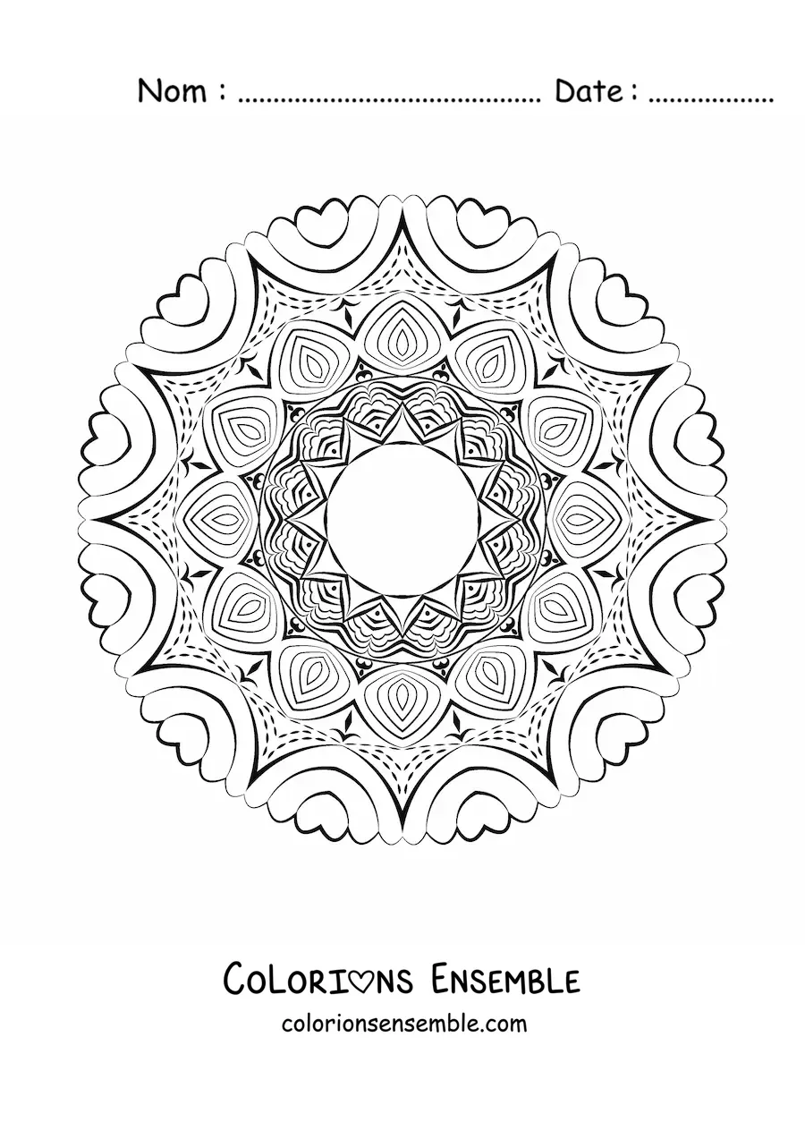 Image à colorier d'un mandala dans le style Zentangle