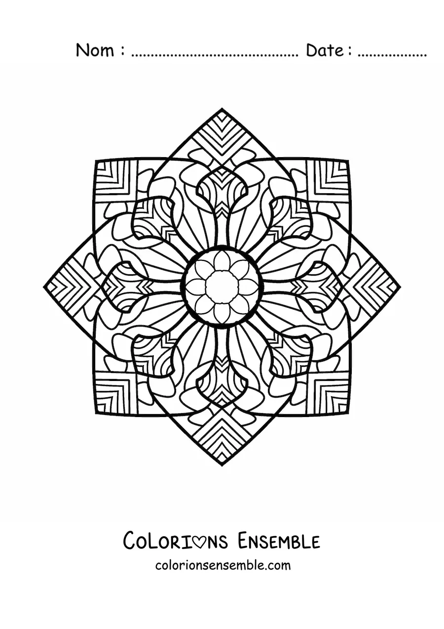 Image à colorier d'un mandala dans le style Zentangle