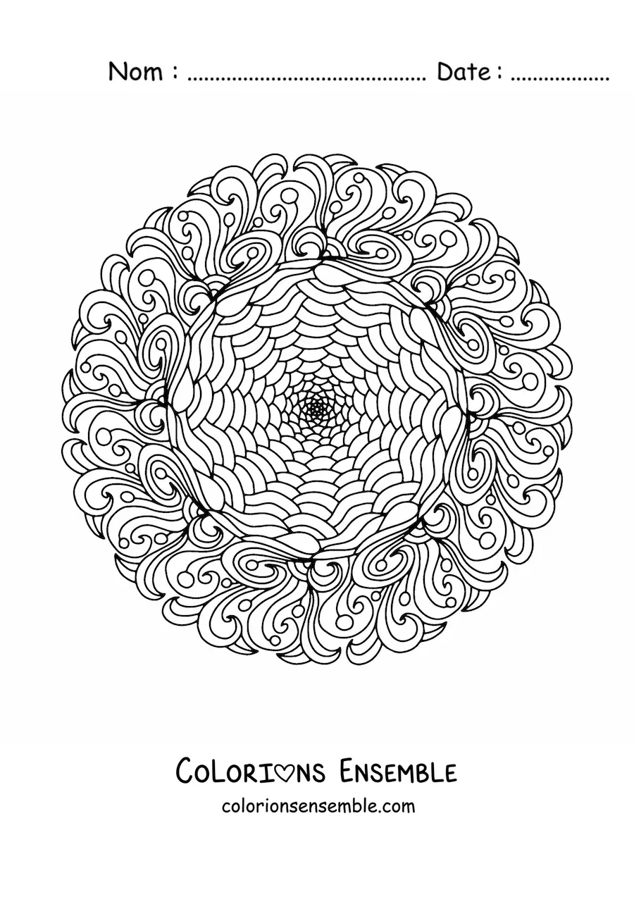 Image à colorier d'un mandala dans le style Zentangle