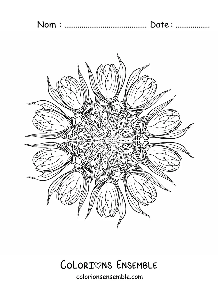 Mandala de tulipes à colorier