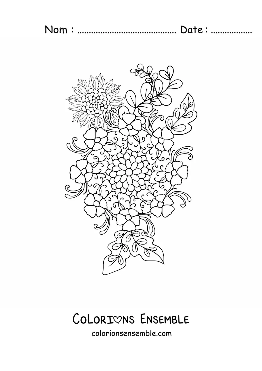 Fleurs en mandala à colorier