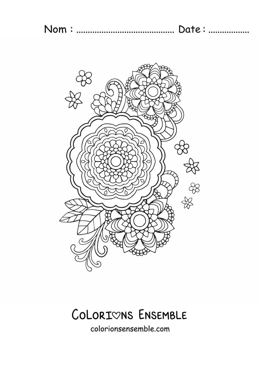 Fleurs en mandala à colorier