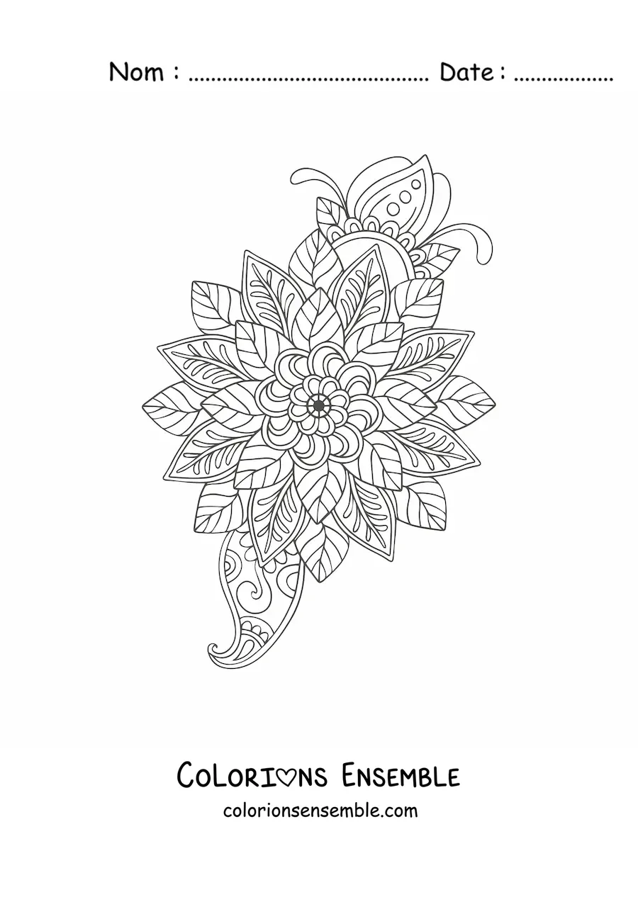 Fleur en mandala à colorier