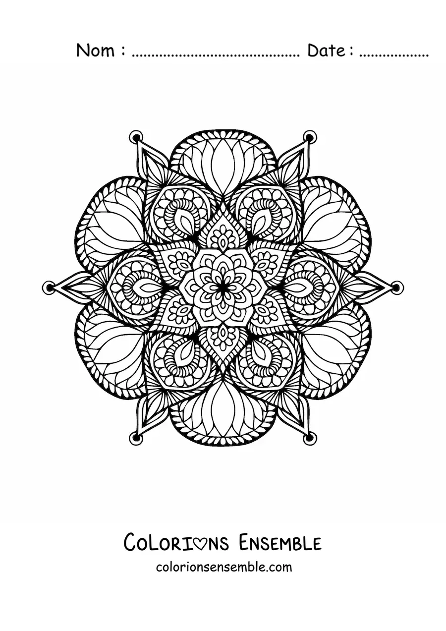 Mandala floral à colorier