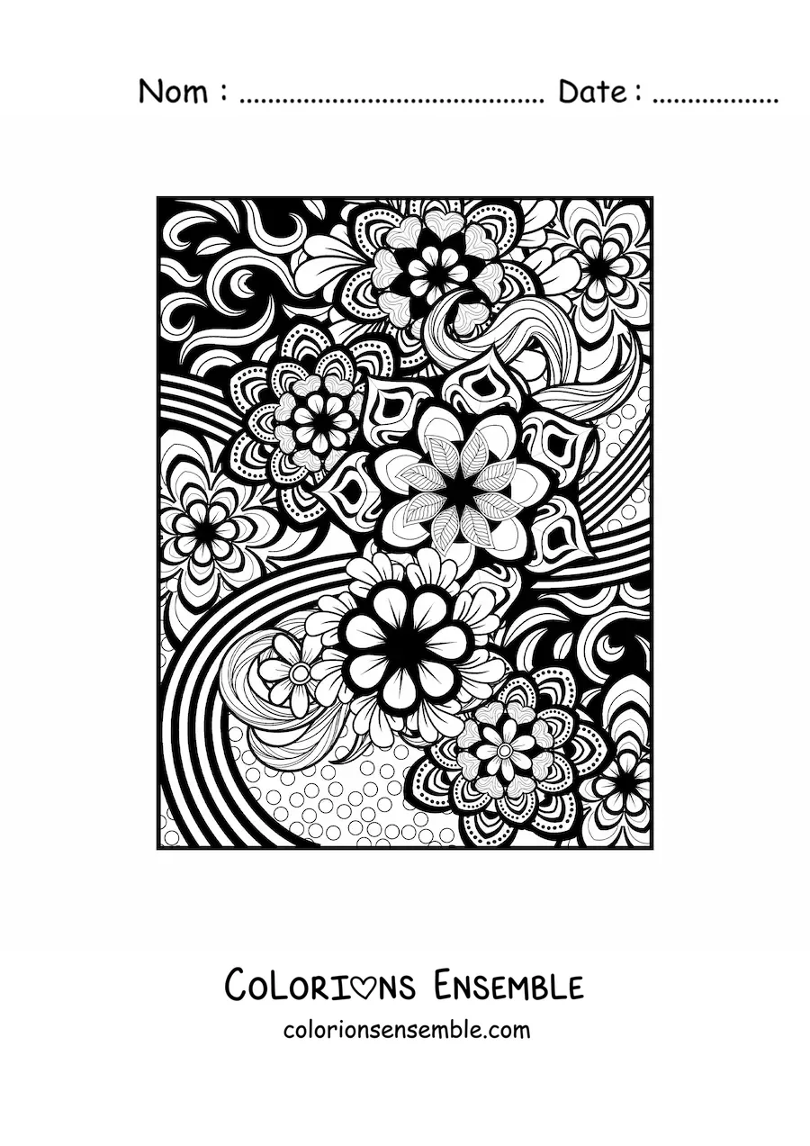 Image à colorier d'un mandala floral dans le style Zentangle