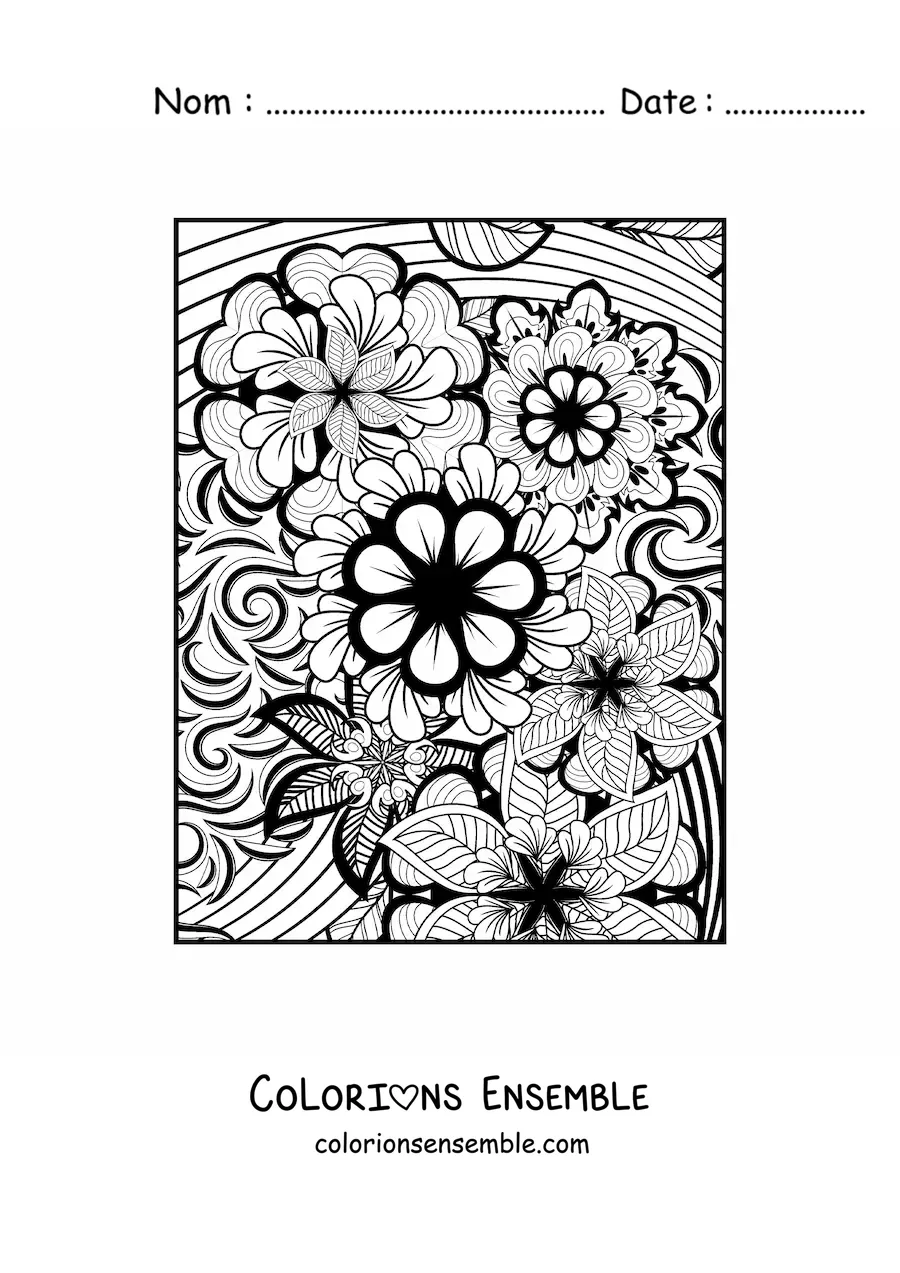 Image à colorier d'un mandala floral dans le style Zentangle