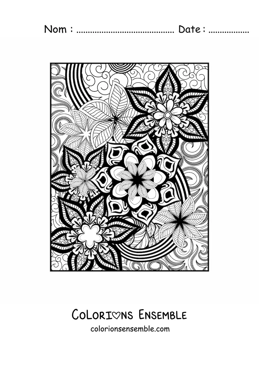 Image à colorier d'un mandala floral dans le style Zentangle
