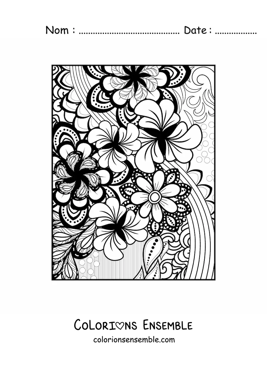 Image à colorier d'un mandala floral dans le style Zentangle