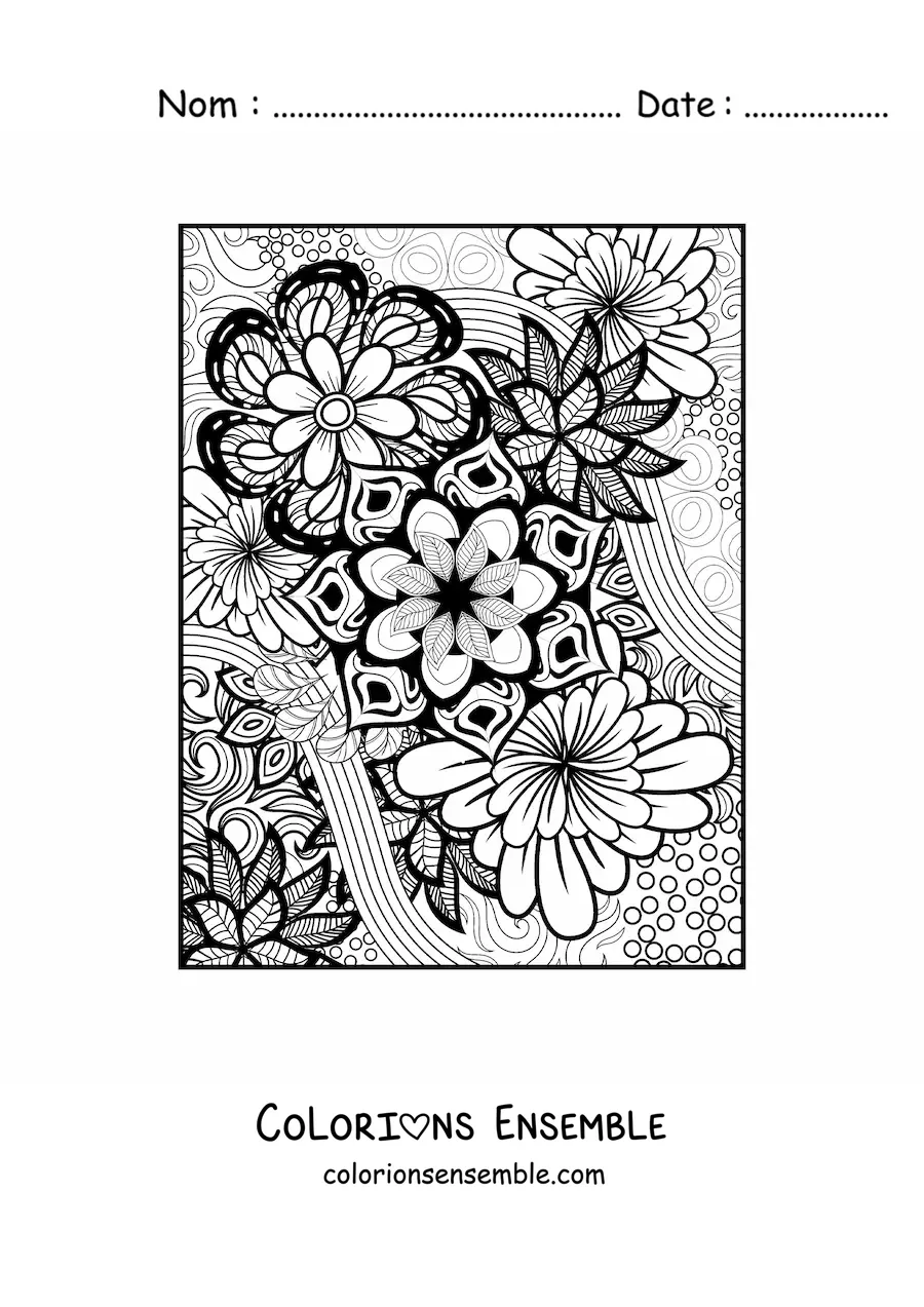 Image à colorier d'un mandala floral dans le style Zentangle