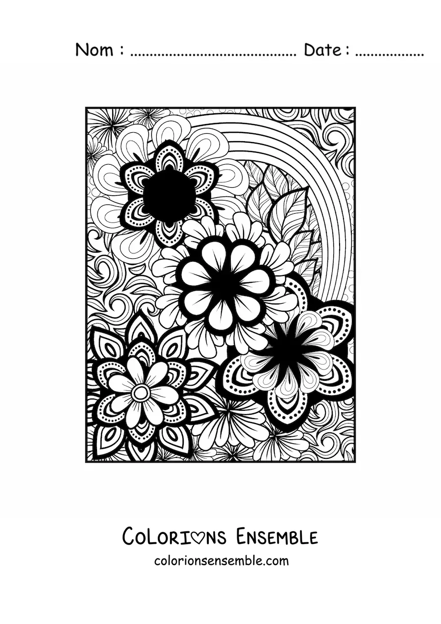 Image à colorier d'un mandala floral dans le style Zentangle
