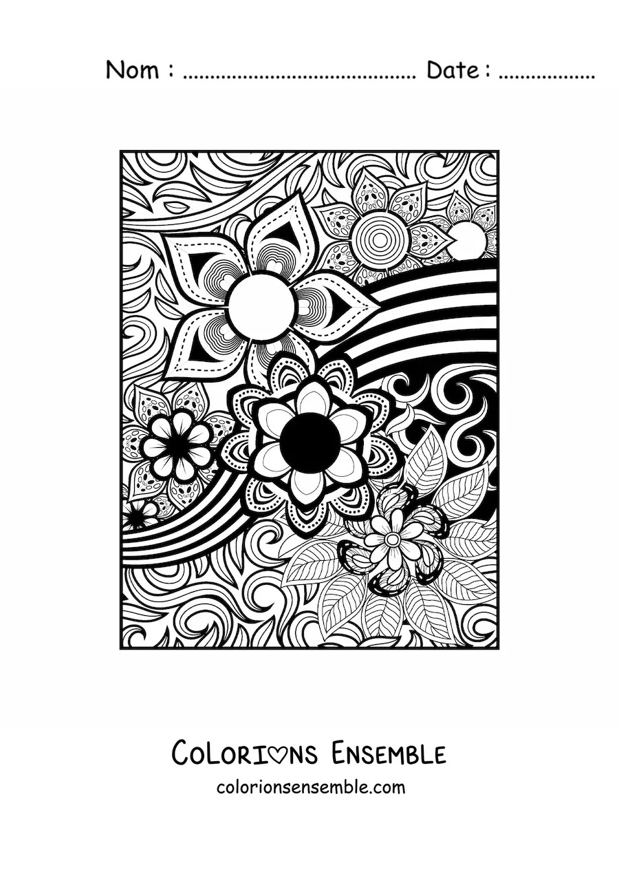 Image à colorier d'un mandala floral dans le style Zentangle