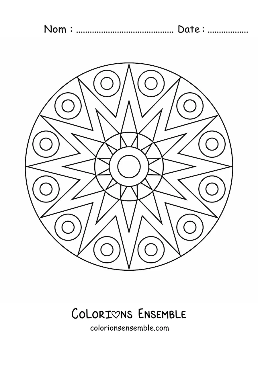 Mandala facile avec des figures géométriques à colorier