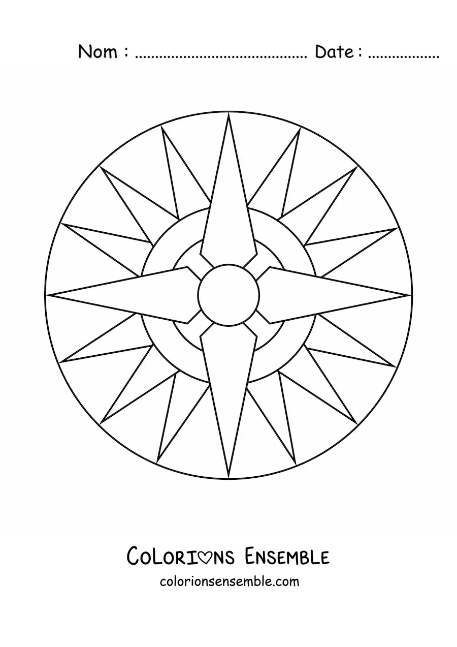 Mandala facile avec des figures géométriques à colorier