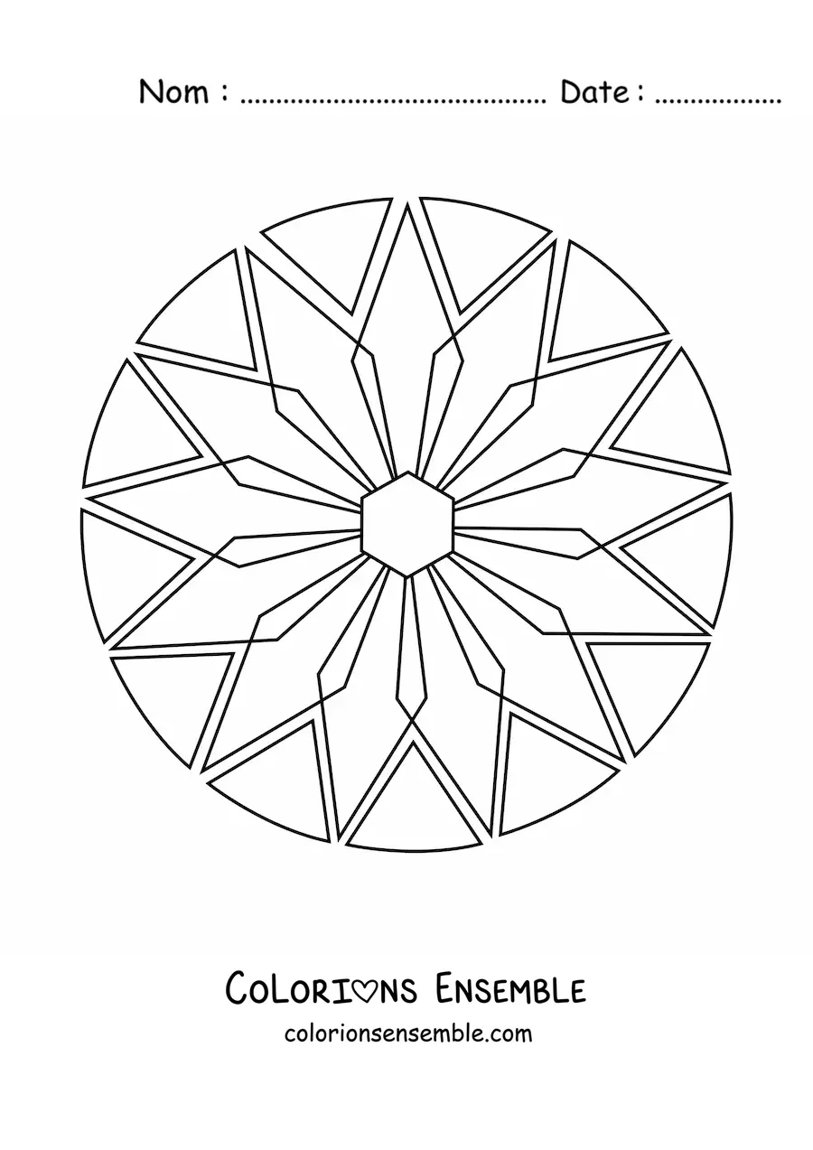Mandala facile avec des figures géométriques à colorier