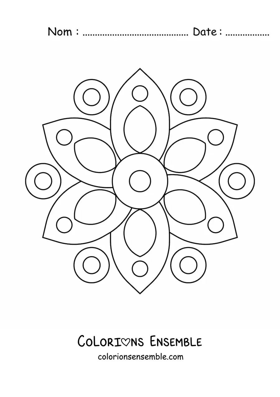 Mandala facile avec des figures géométriques à colorier