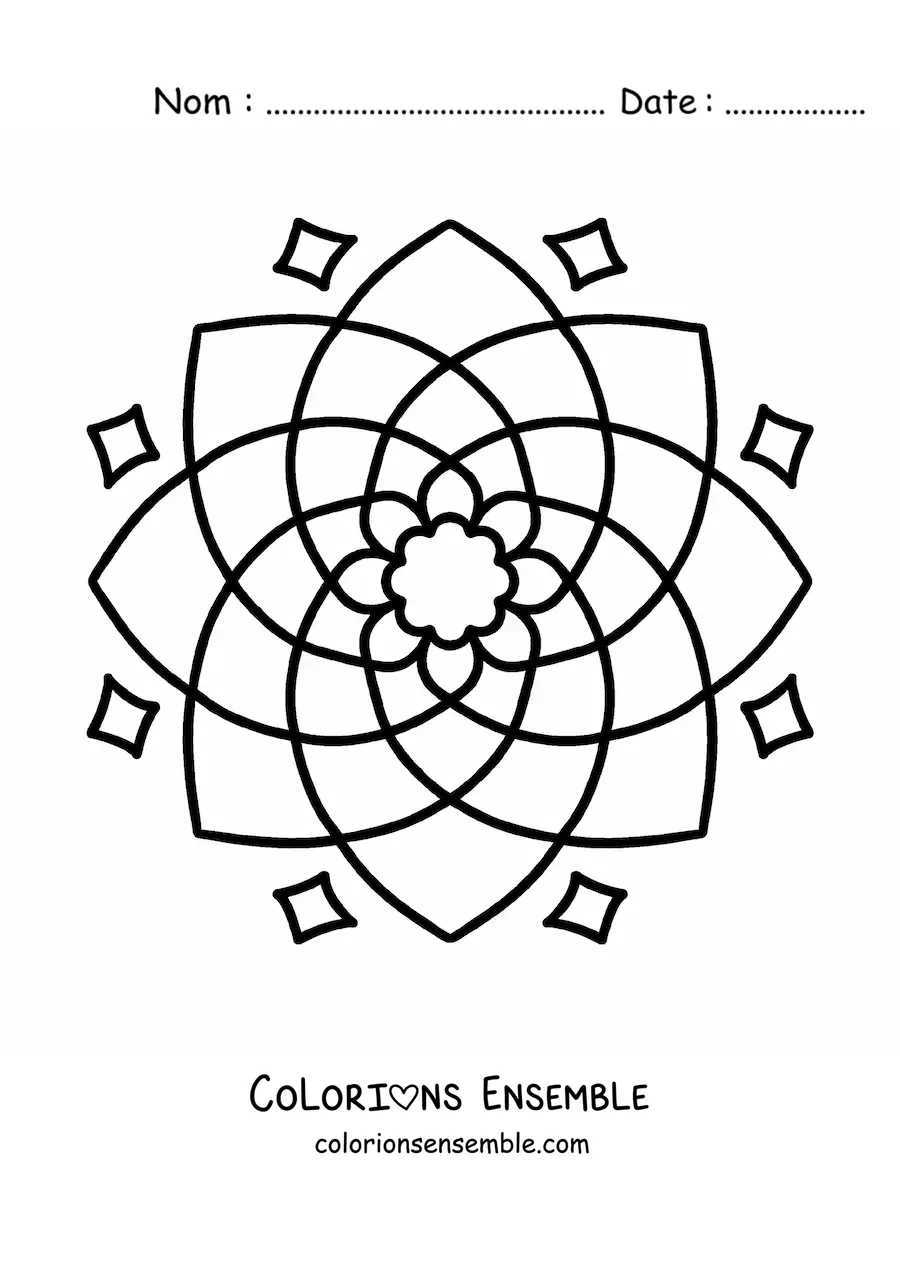 Image à colorier d’un mandala facile pour les enfants