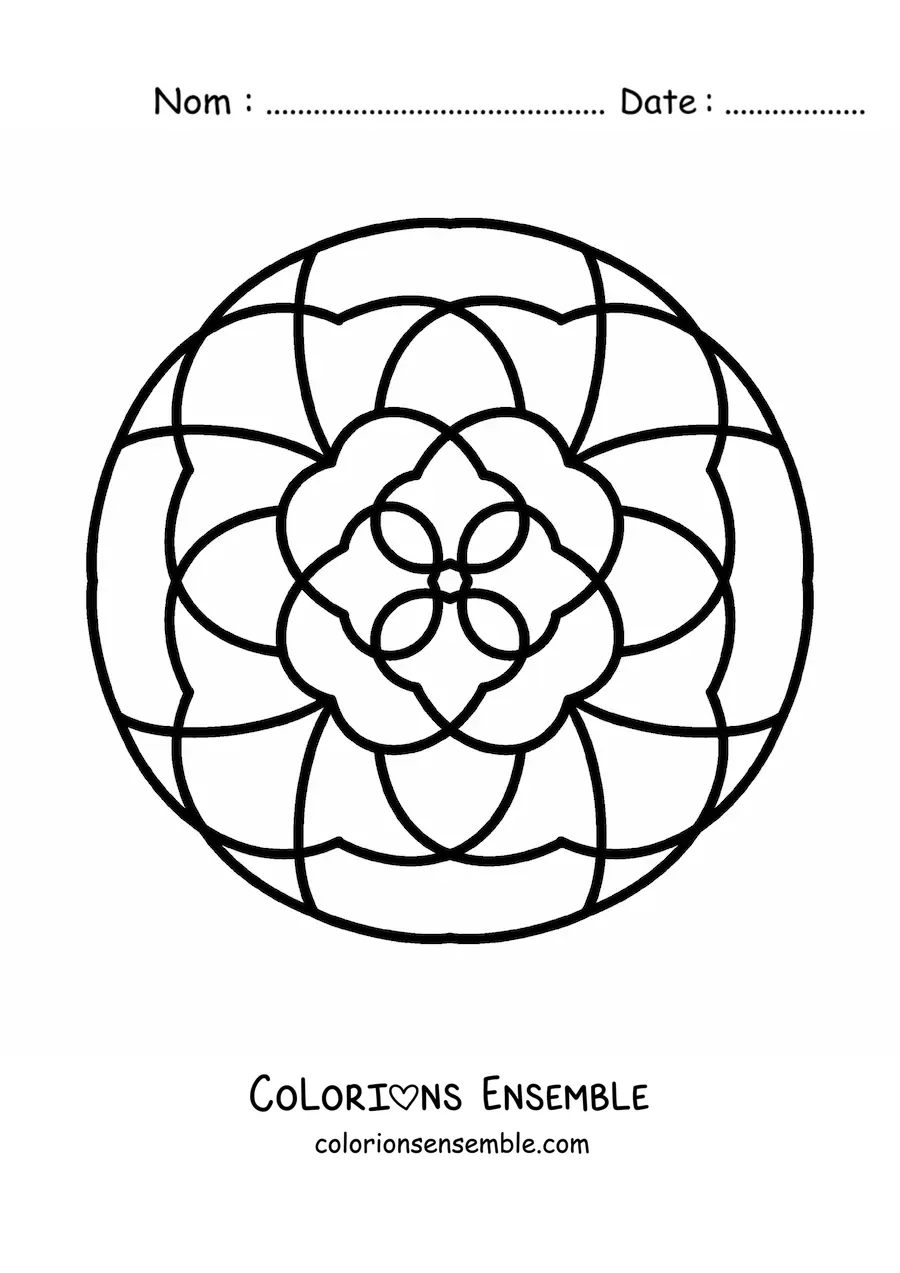 Image à colorier d’un mandala facile pour les enfants