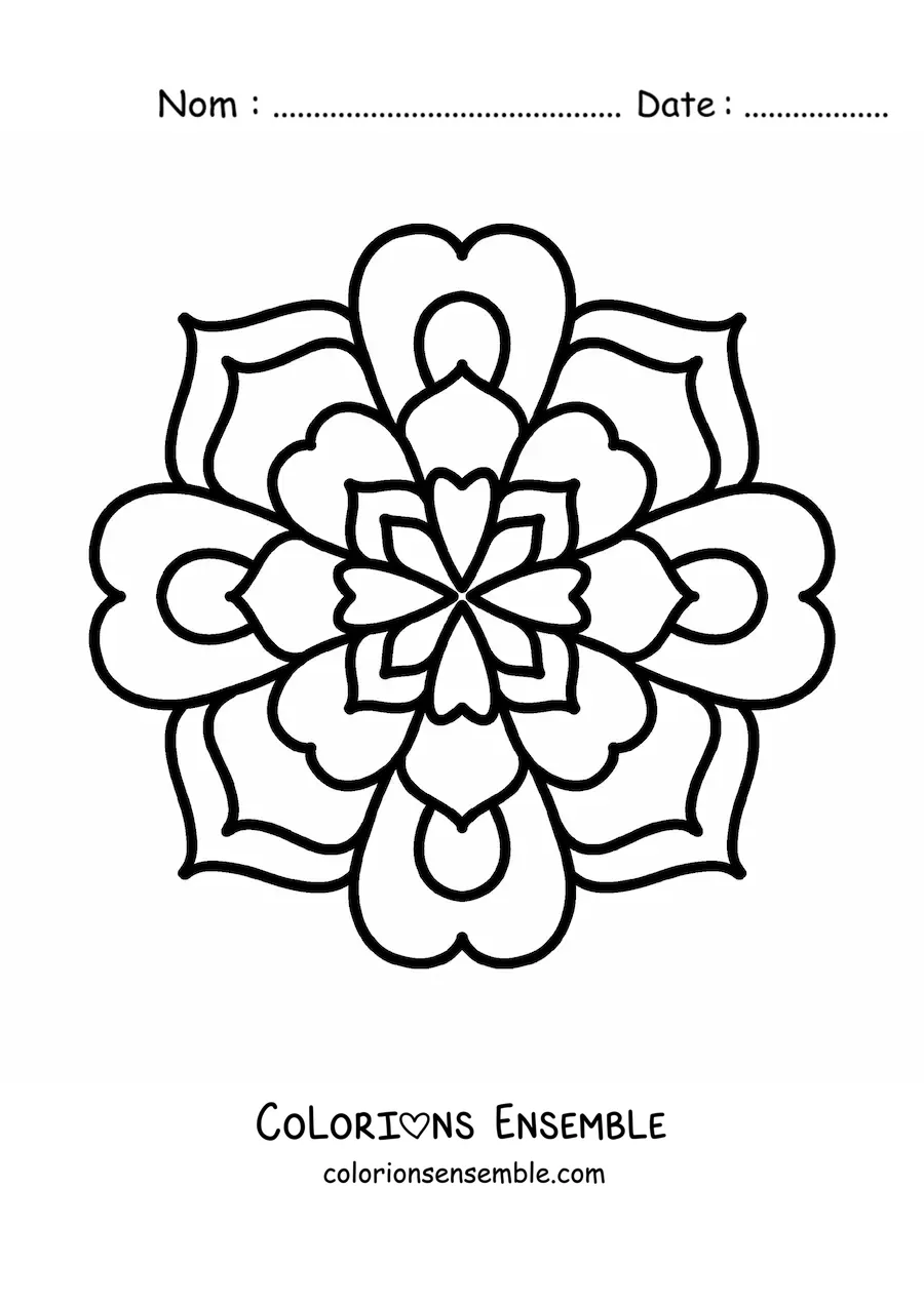 Image à colorier d’un mandala facile pour les enfants