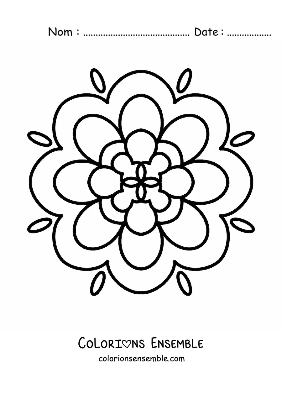 Image à colorier d’un mandala facile pour les enfants