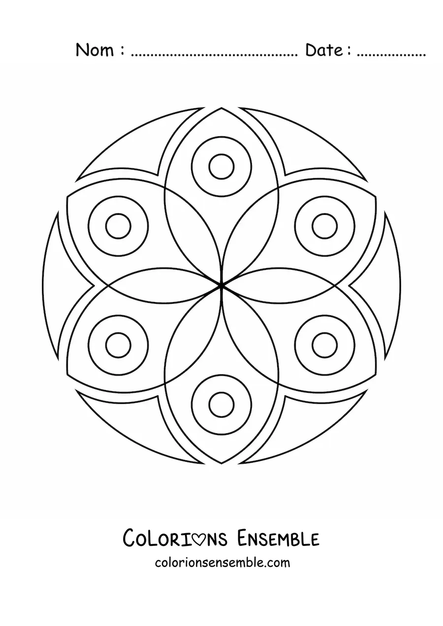 Image à colorier d’un mandala fleuri tout simple