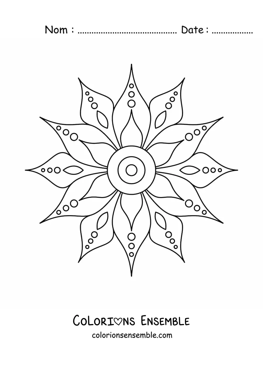 Image à colorier d’un mandala fleuri tout simple