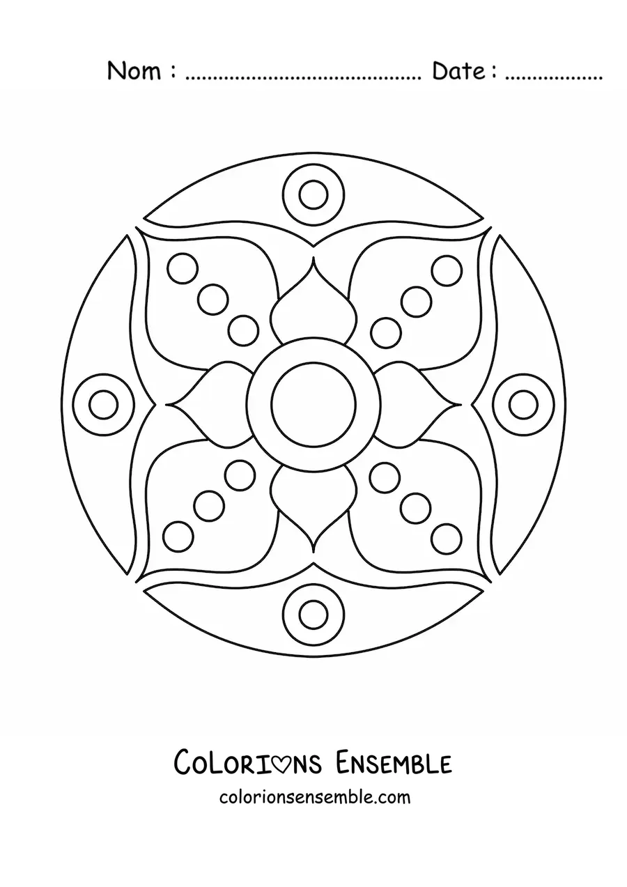 Image à colorier d’un mandala facile